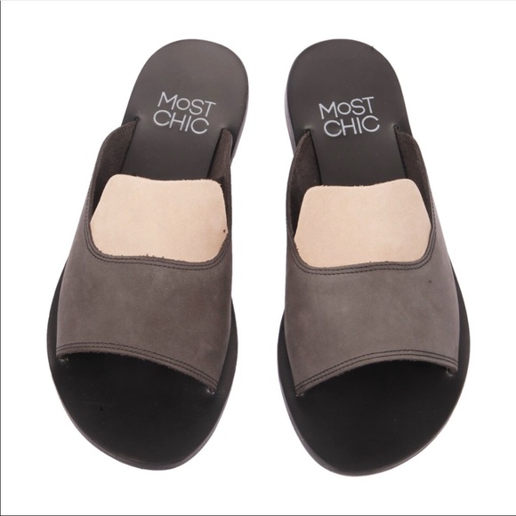 Anthracite unbuckle leather sandals - Picture 4 of 4